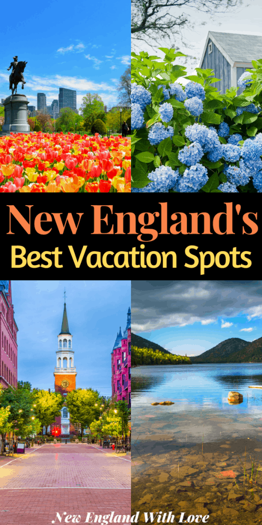 Pinterest graphic reading "New England's Best Vacation Spots"