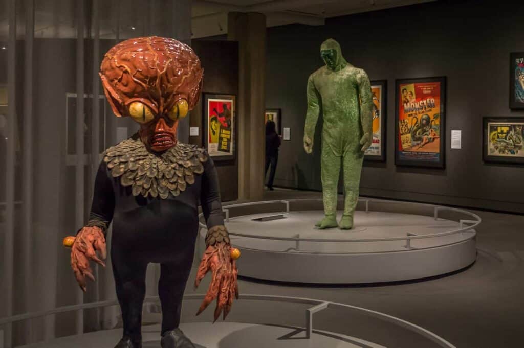 Aliens and sci fi statues museum exhibit