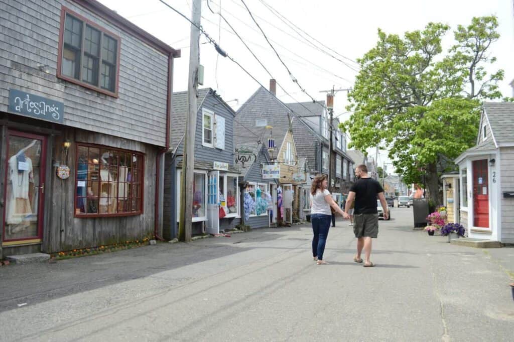 People walking in downtown Rockport Maine