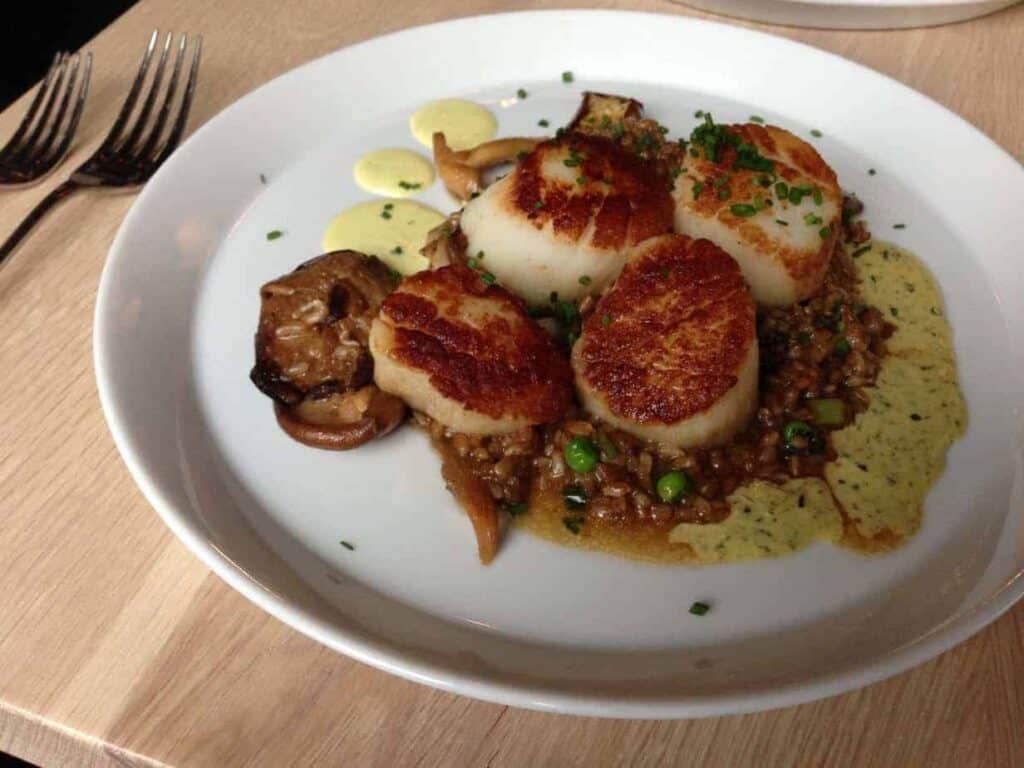 A plate of food on a table