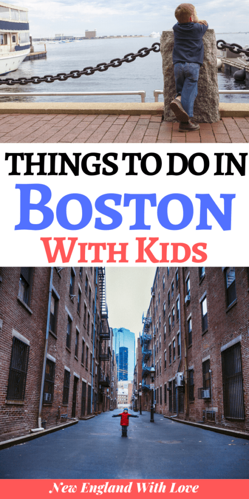 Pinterest graphic reading "Things To Do in Boston with Kids"