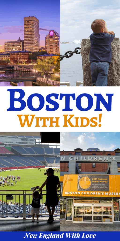 Pinterest graphic reading "Boston With Kids!"
