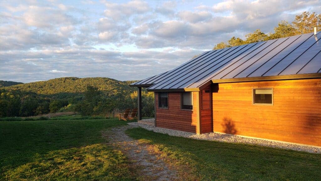 A wooden cabin in the mountains