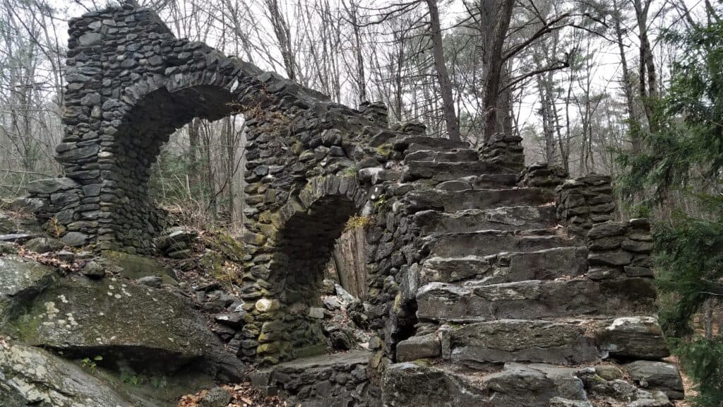 Grey stone spiral staircase