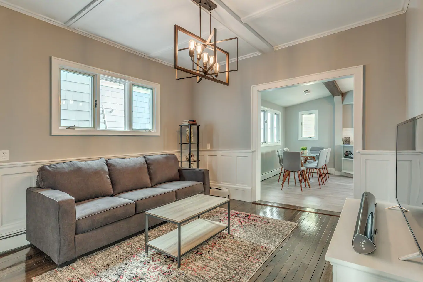 Modern living room with sofa and area rug