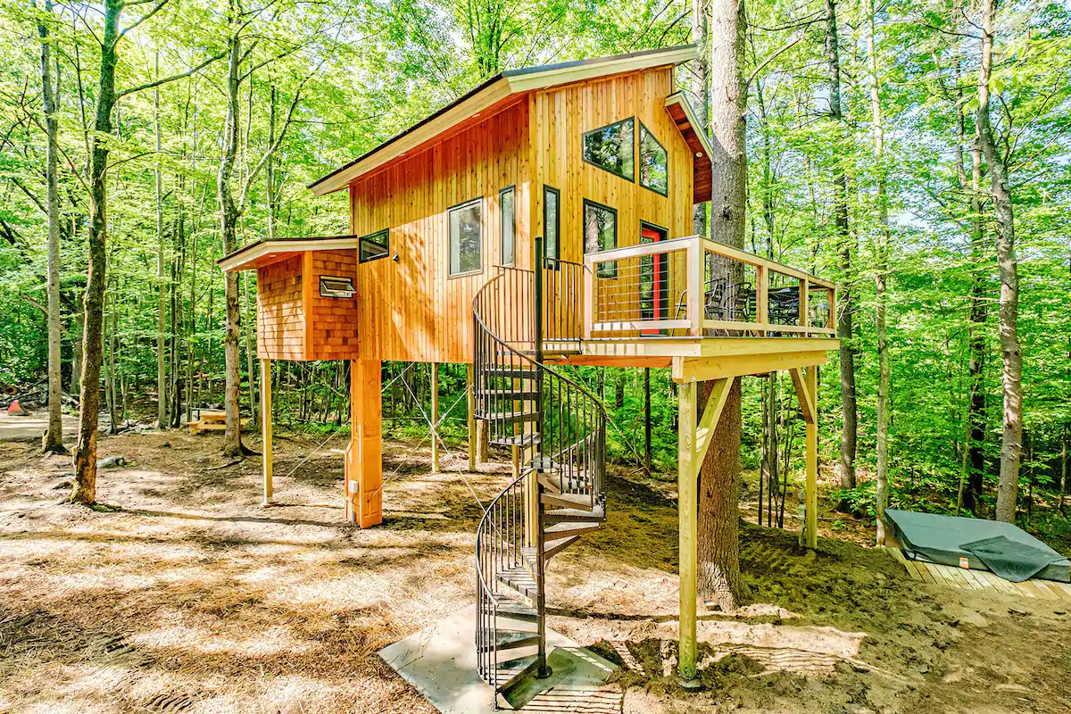 Wooden freestanding tree house