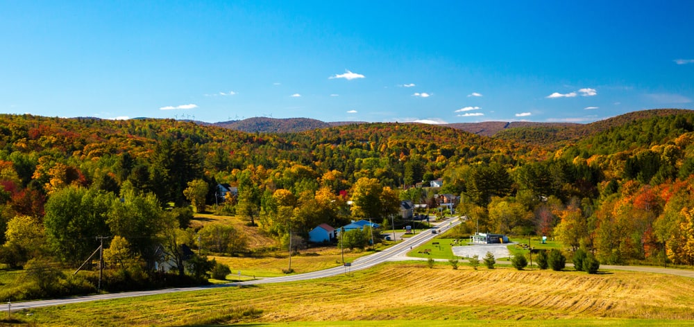 Mountains in Vermont in the fall