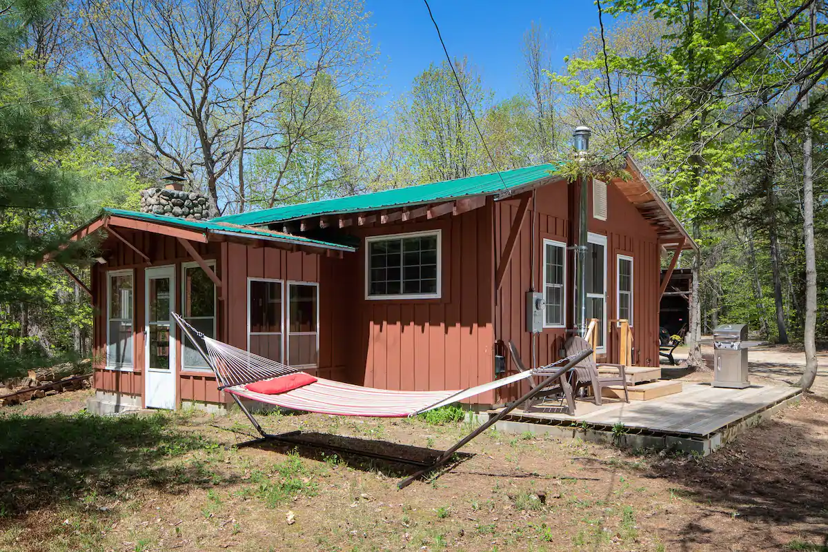 Backyard of a house with a hammock