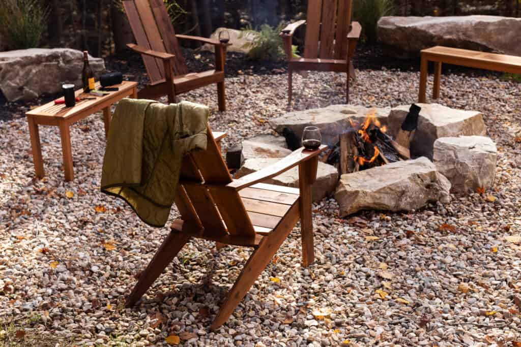 An outdoor firepit at a cozy cottage in the Berkshires