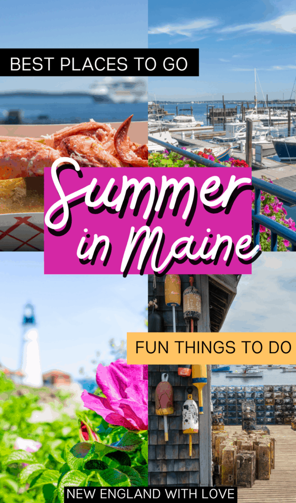 Pinterest graphic reading "Summer in Maine Fun Things To Do"