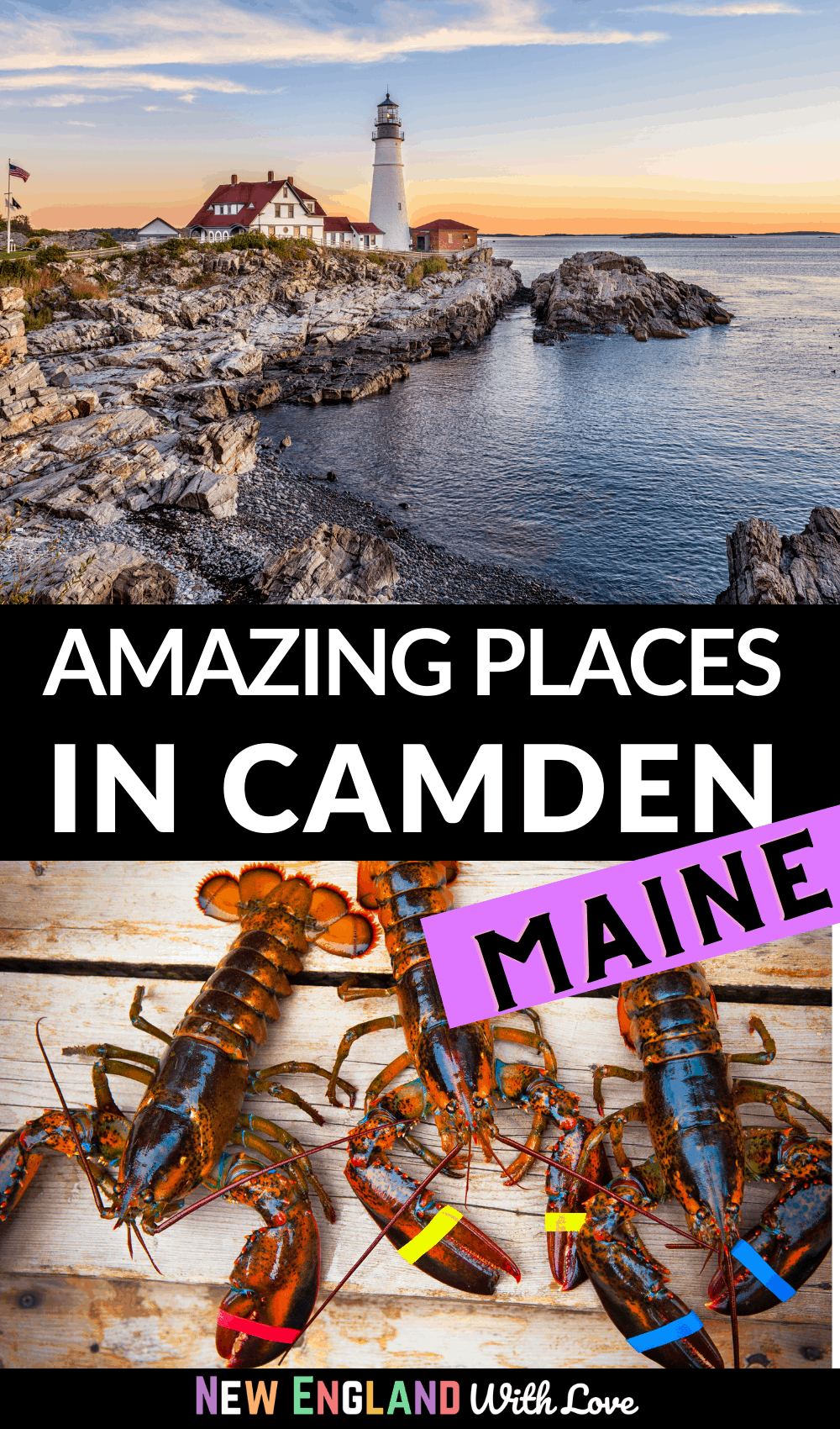Pinterest graphic reading "Amazing Places in Camden Maine"