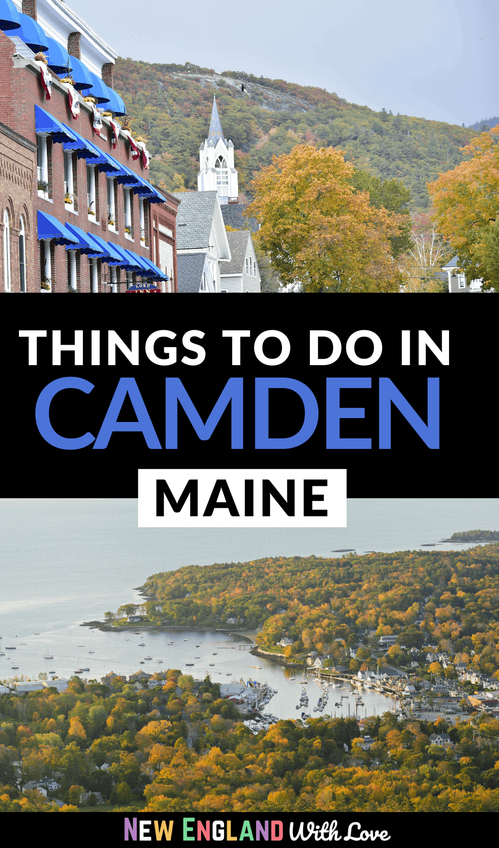 Pinterest graphic reading "Things To Do in Camden Maine"