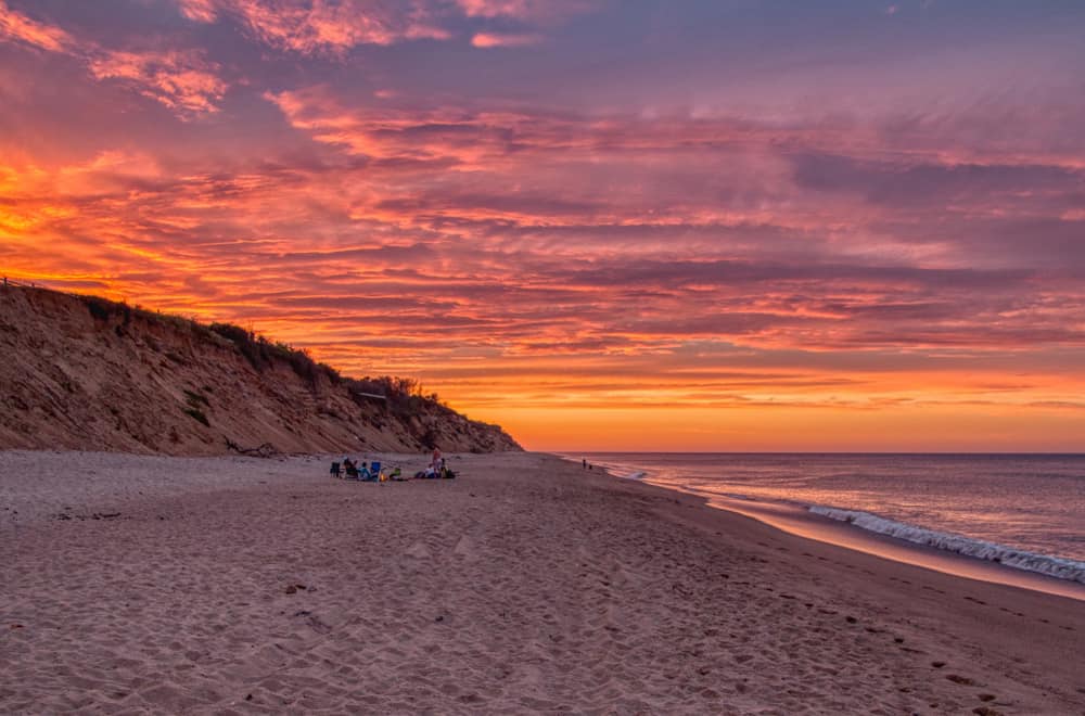 A sunset over a beach