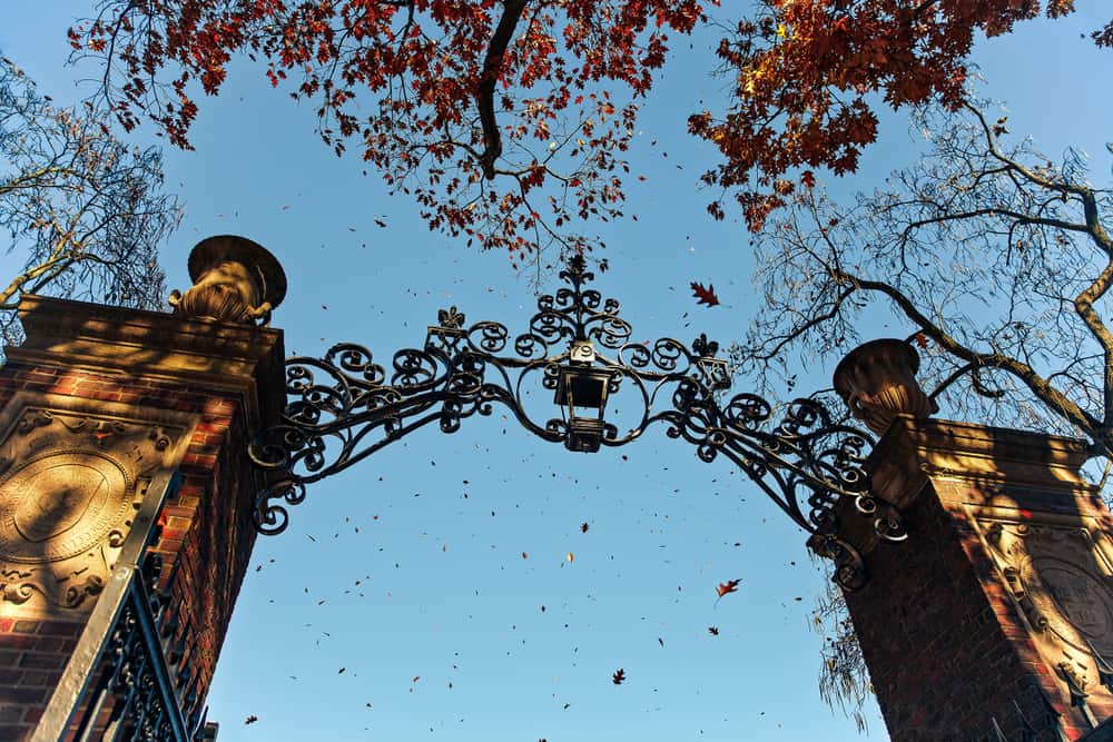 Wrought iron entrance arch to Harvard University