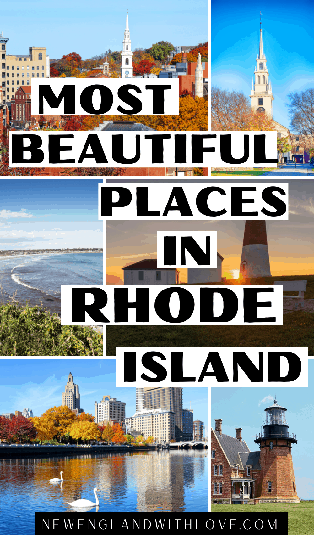 Pinterest graphic reading "Most Beautiful Places in Rhode Island"