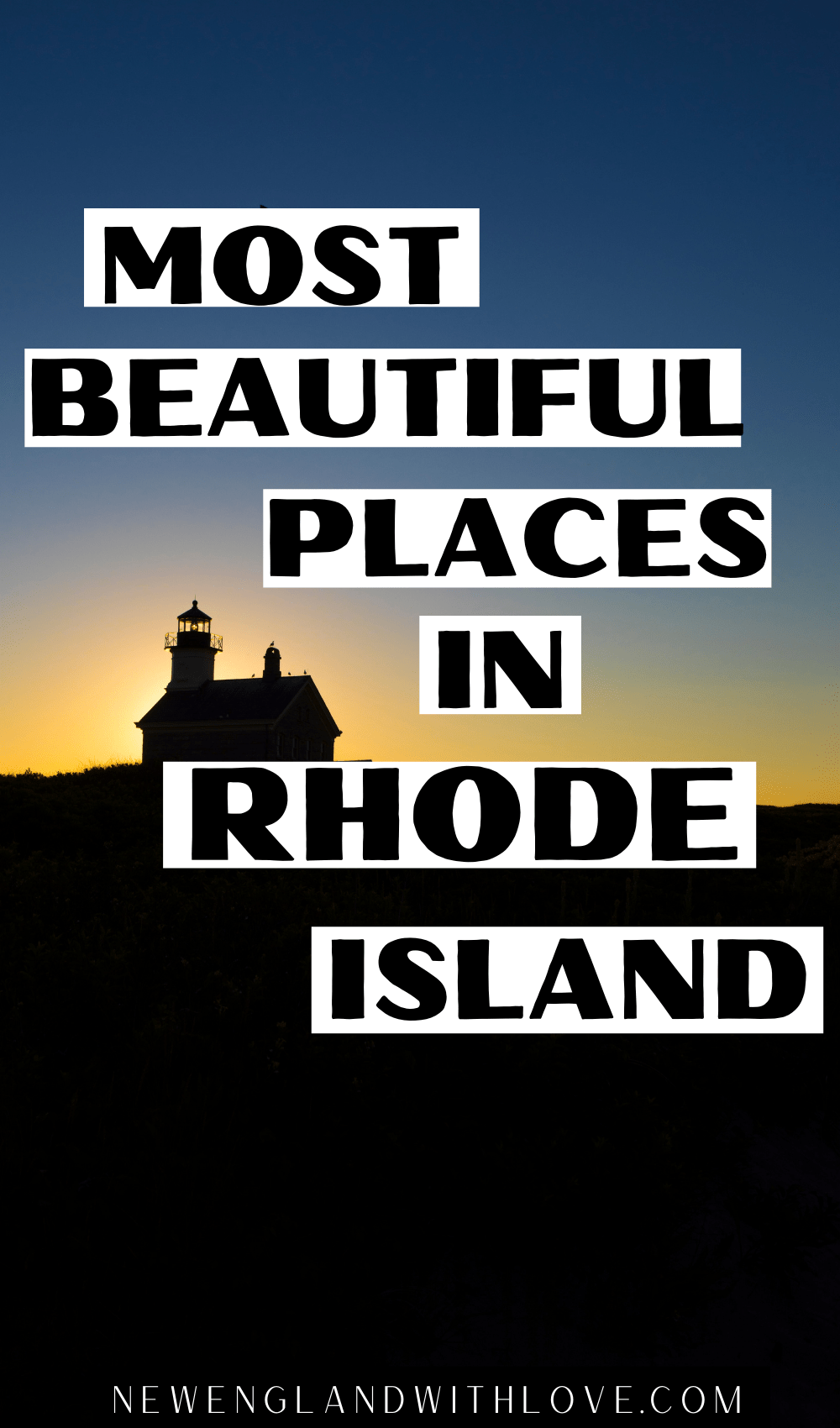 Pinterest graphic reading "Most Beautiful Places in Rhode Island"