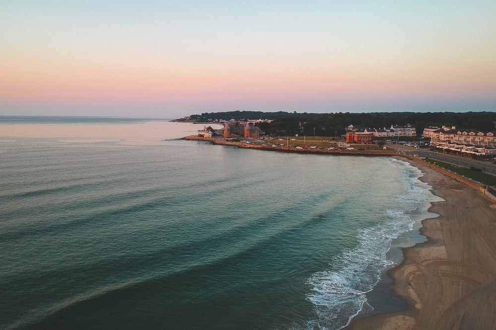 Aerial view of a seashore in Naragansett