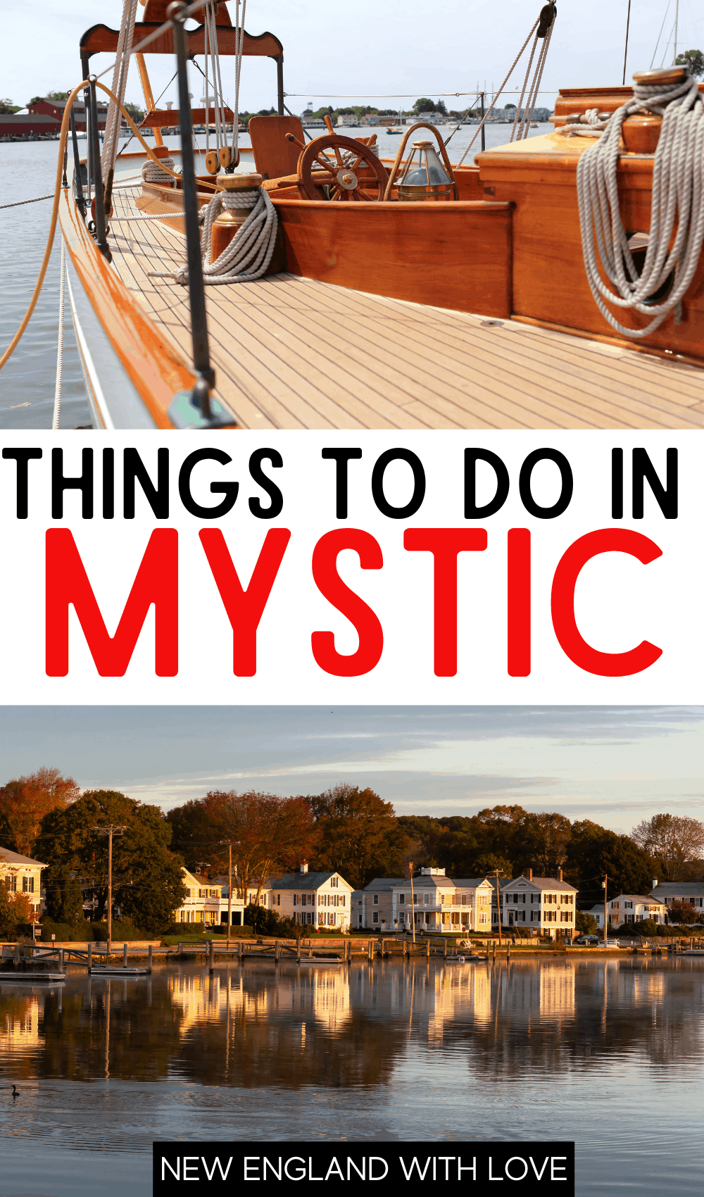 Pinterest graphic reading "THINGS TO DO IN MYSTIC"