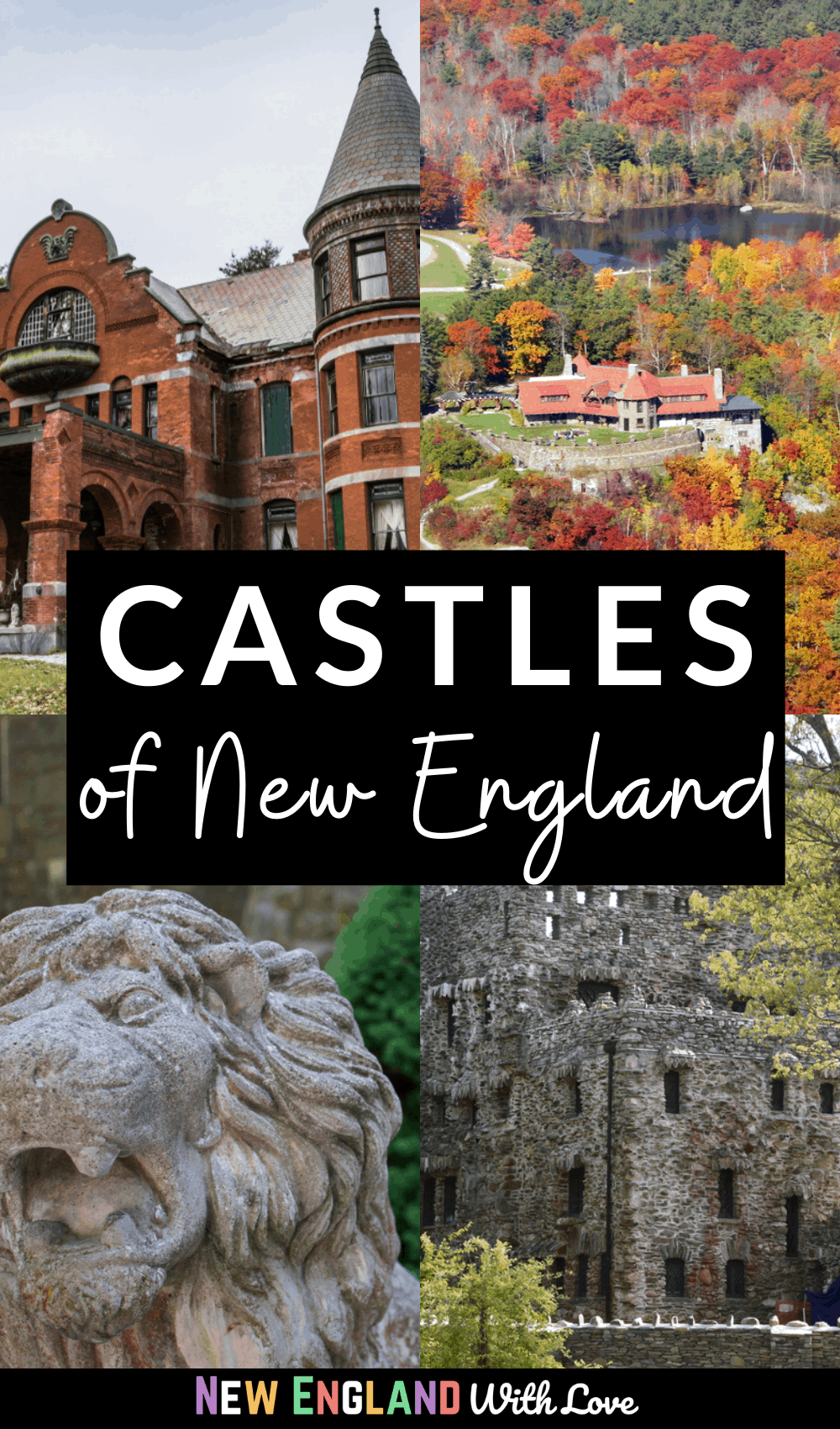 Pinterest graphic reading "CASTLES of New England"