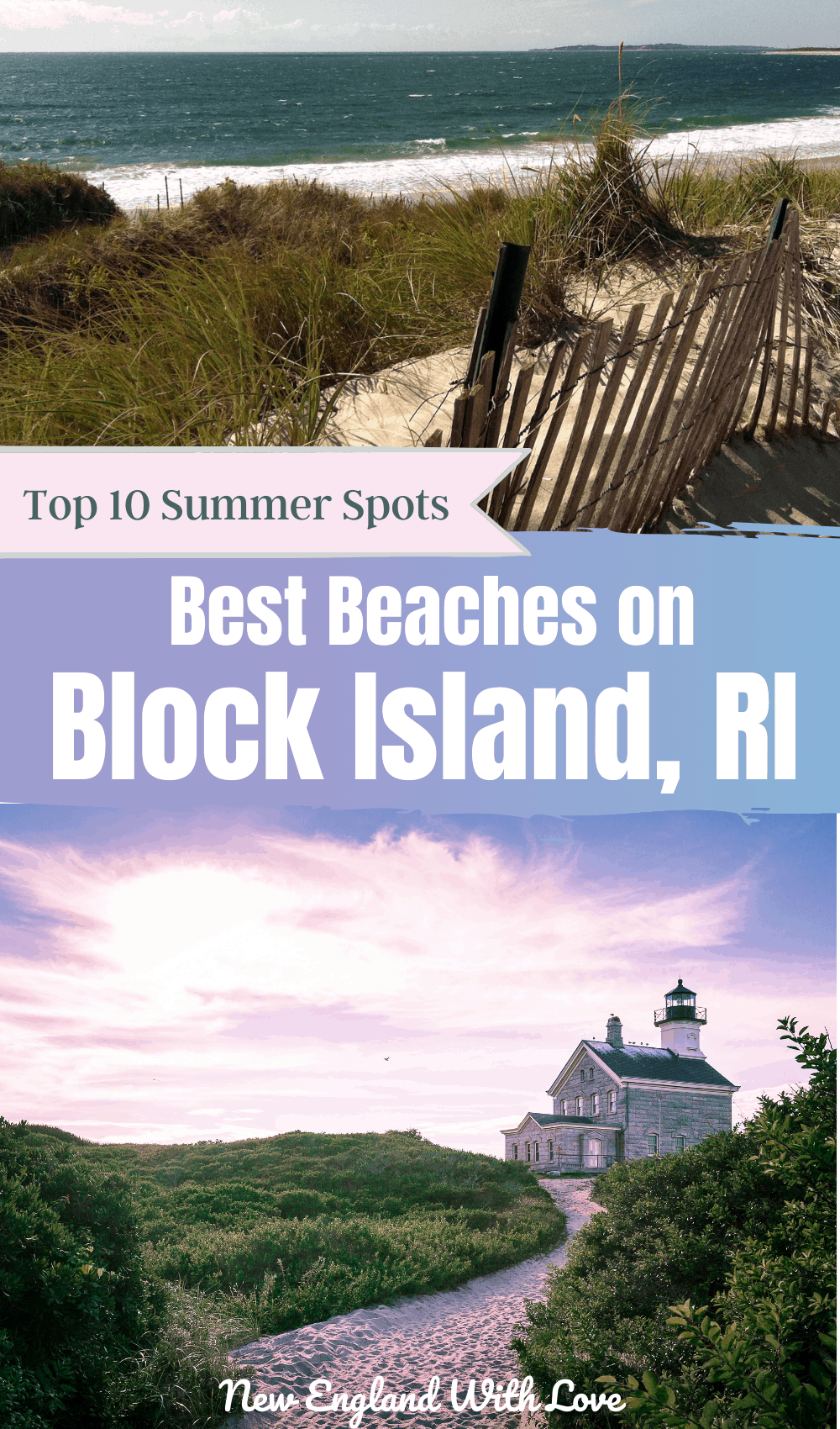 Pinterest graphic reading "Best Beaches on Block Island, RI"