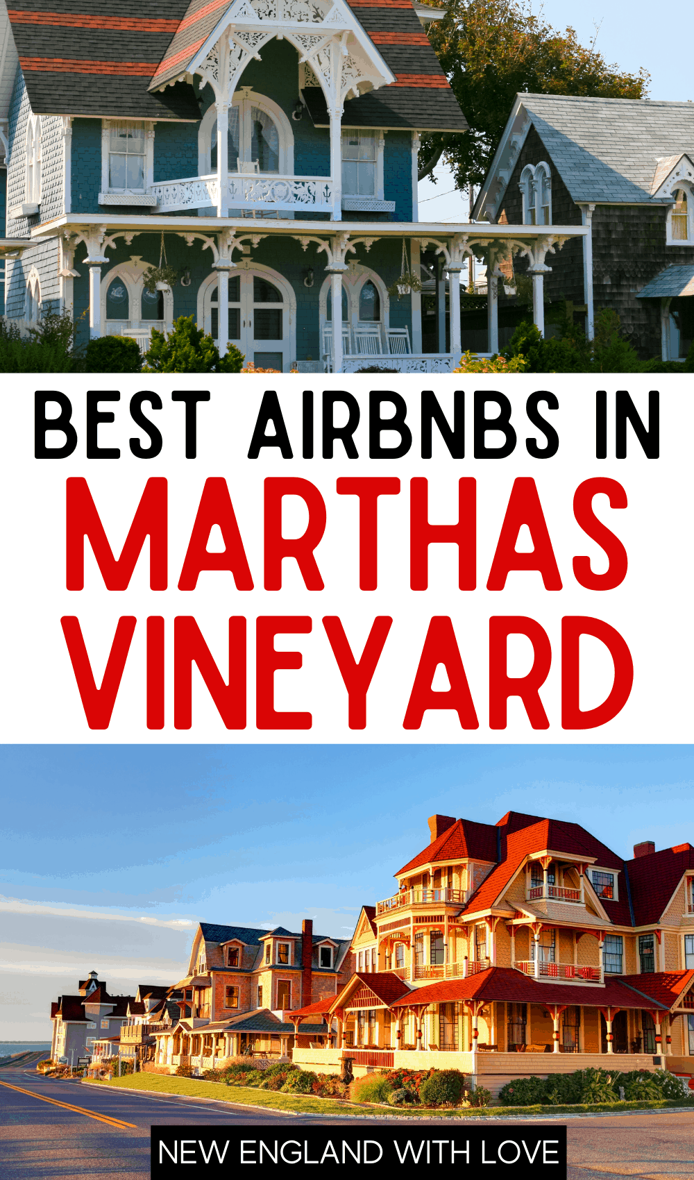 Pinterest graphic reading "BEST AIRBNBS IN MARTHA'S VINEYARD"
