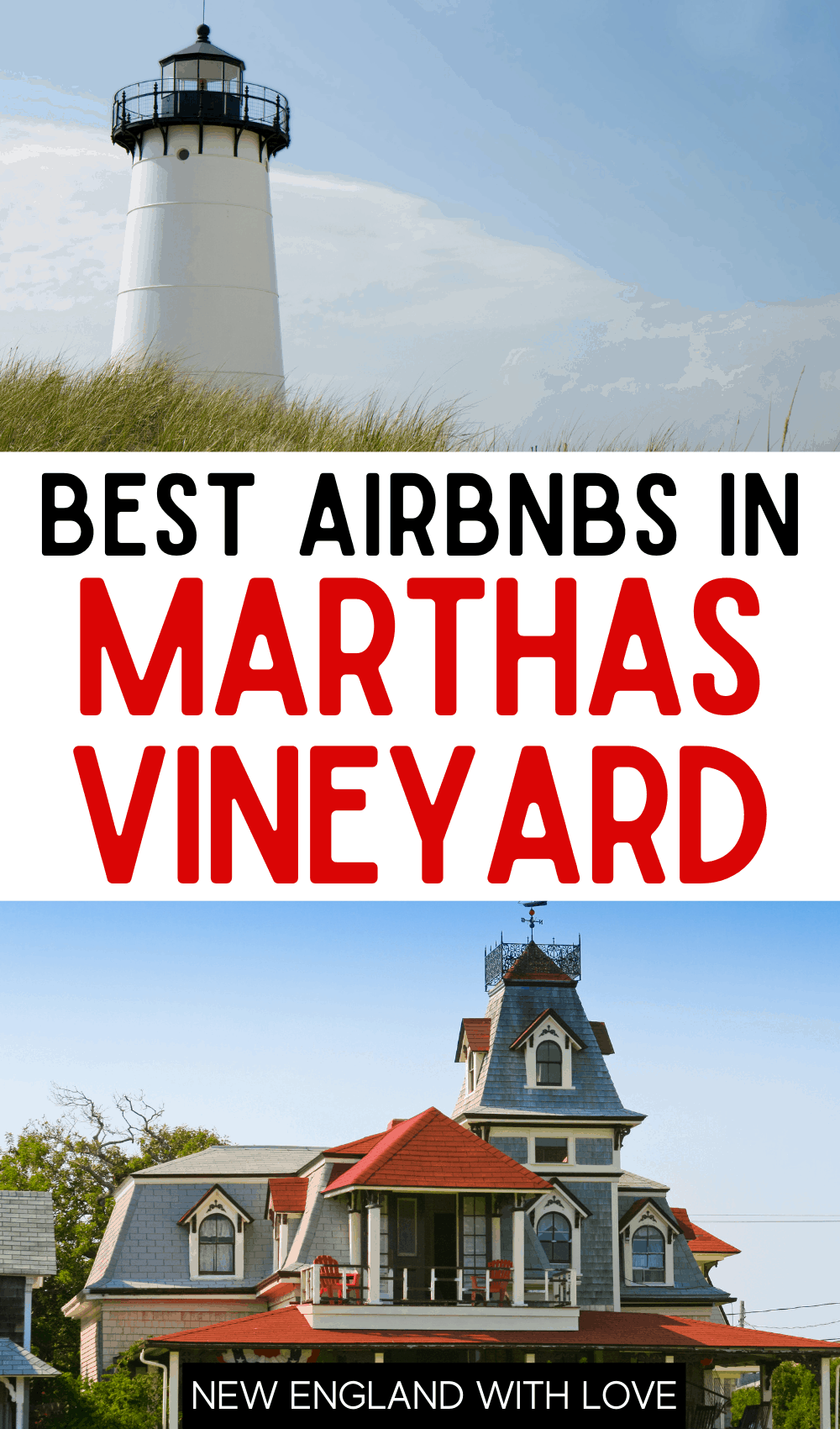 Pinterest graphic reading "BEST AIRBNBS IN MARTHAS VINEYARD"