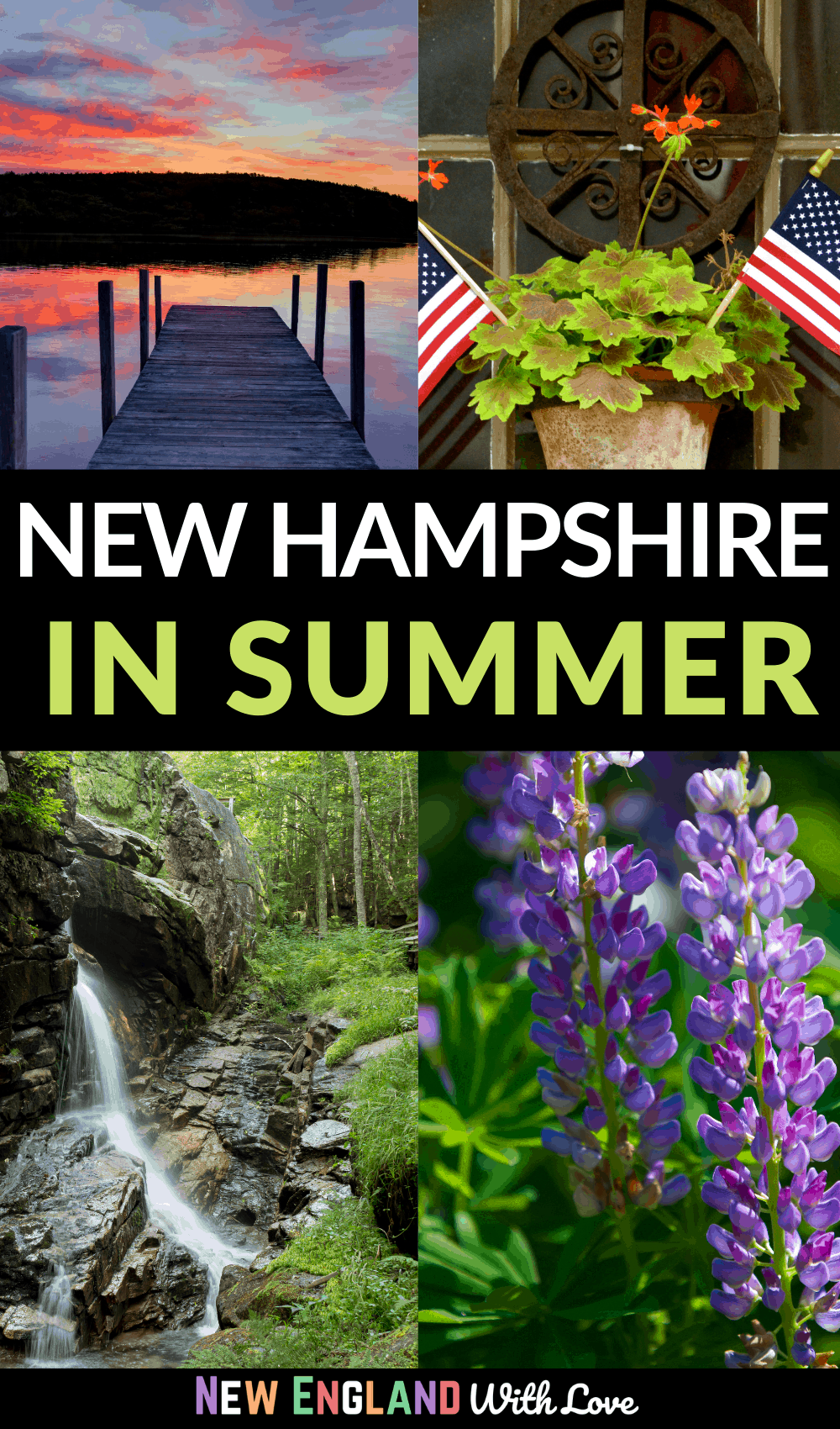 Pinterest graphic reading "NEW HAMPSHIRE IN SUMMER"