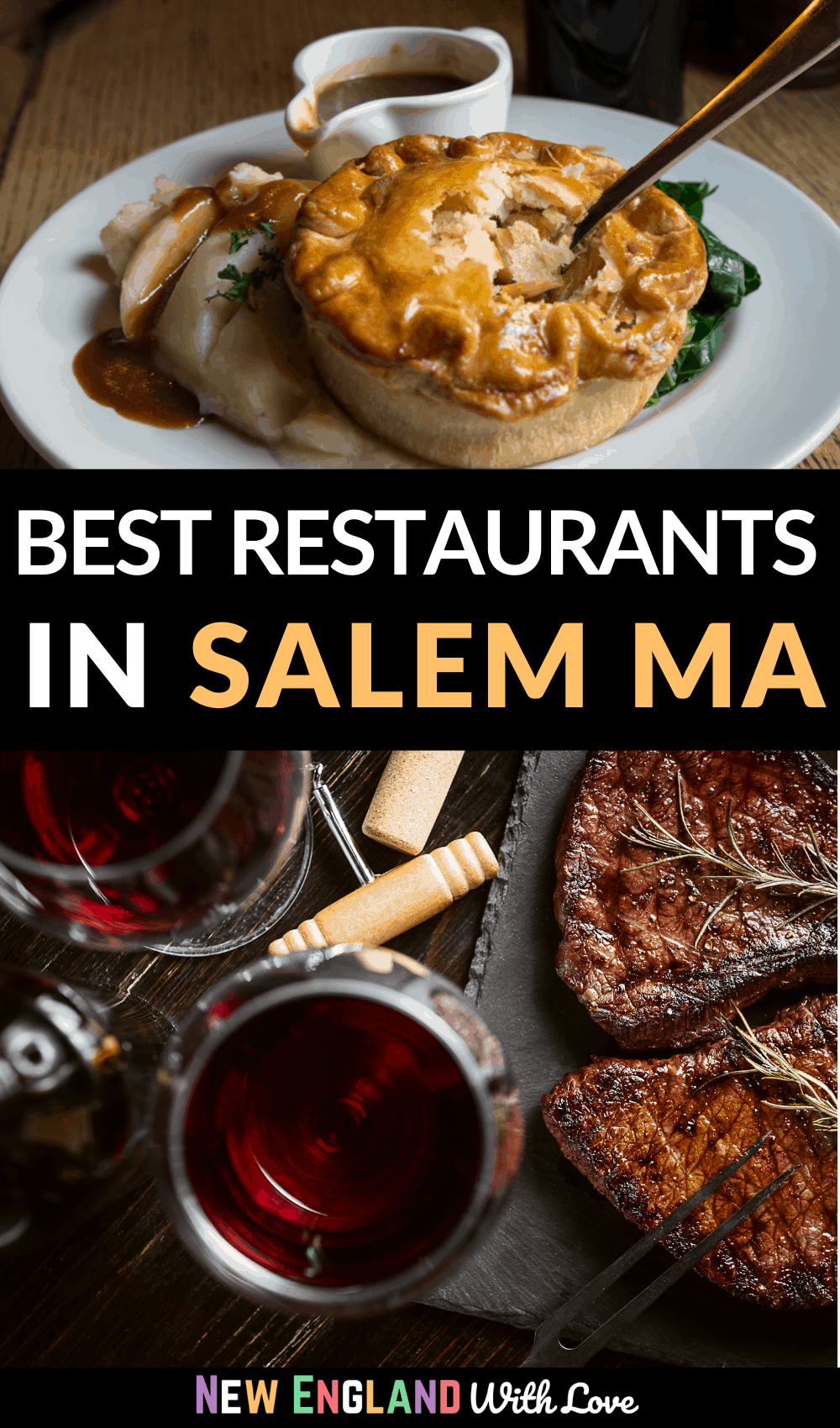 Pinterest graphic reading "Best Restaurants in Salem MA"