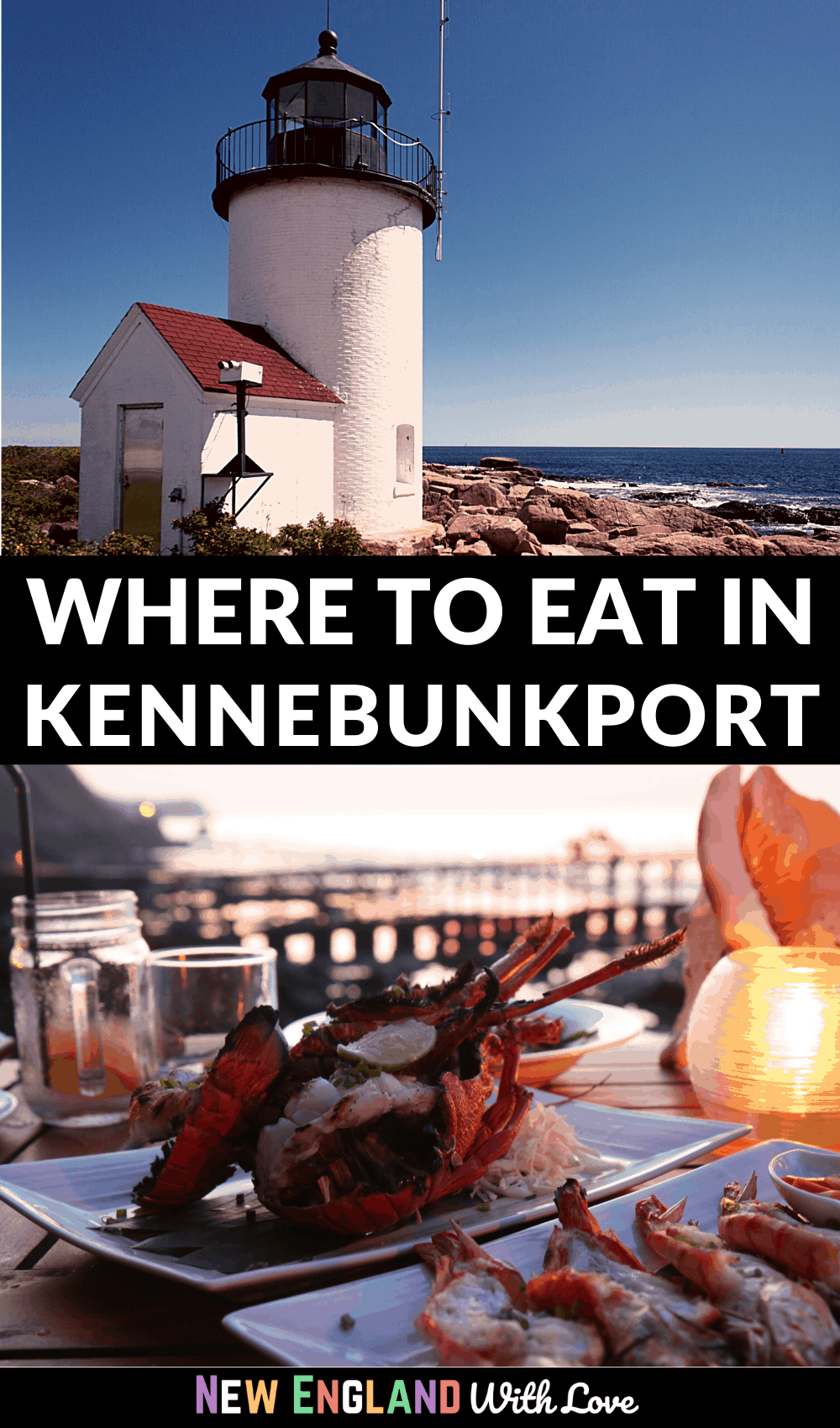 Pinterest graphic reading WHERE TO EAT IN KENNEBUNKPORT
