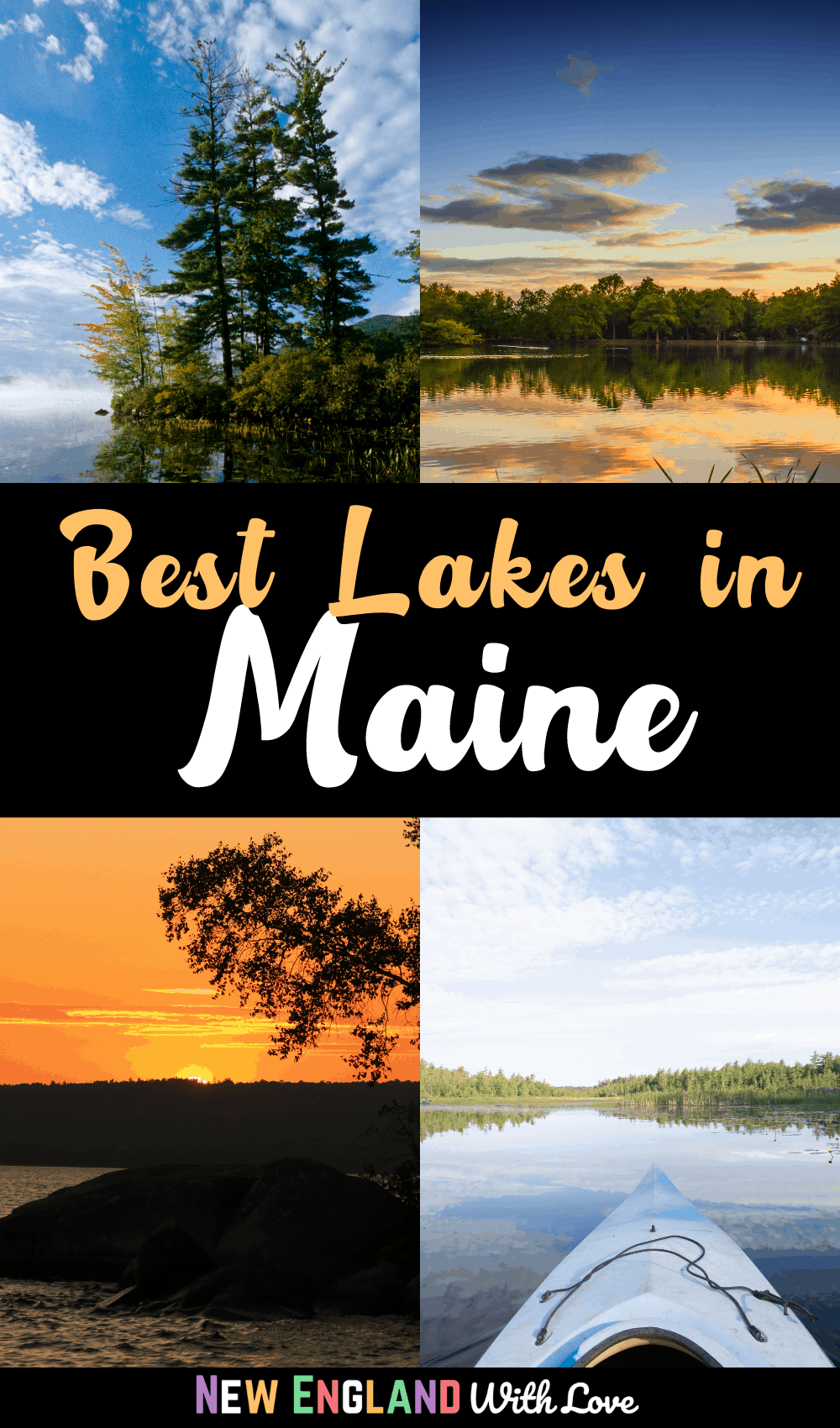 Pinterest graphic reading "Best Lakes in Maine"