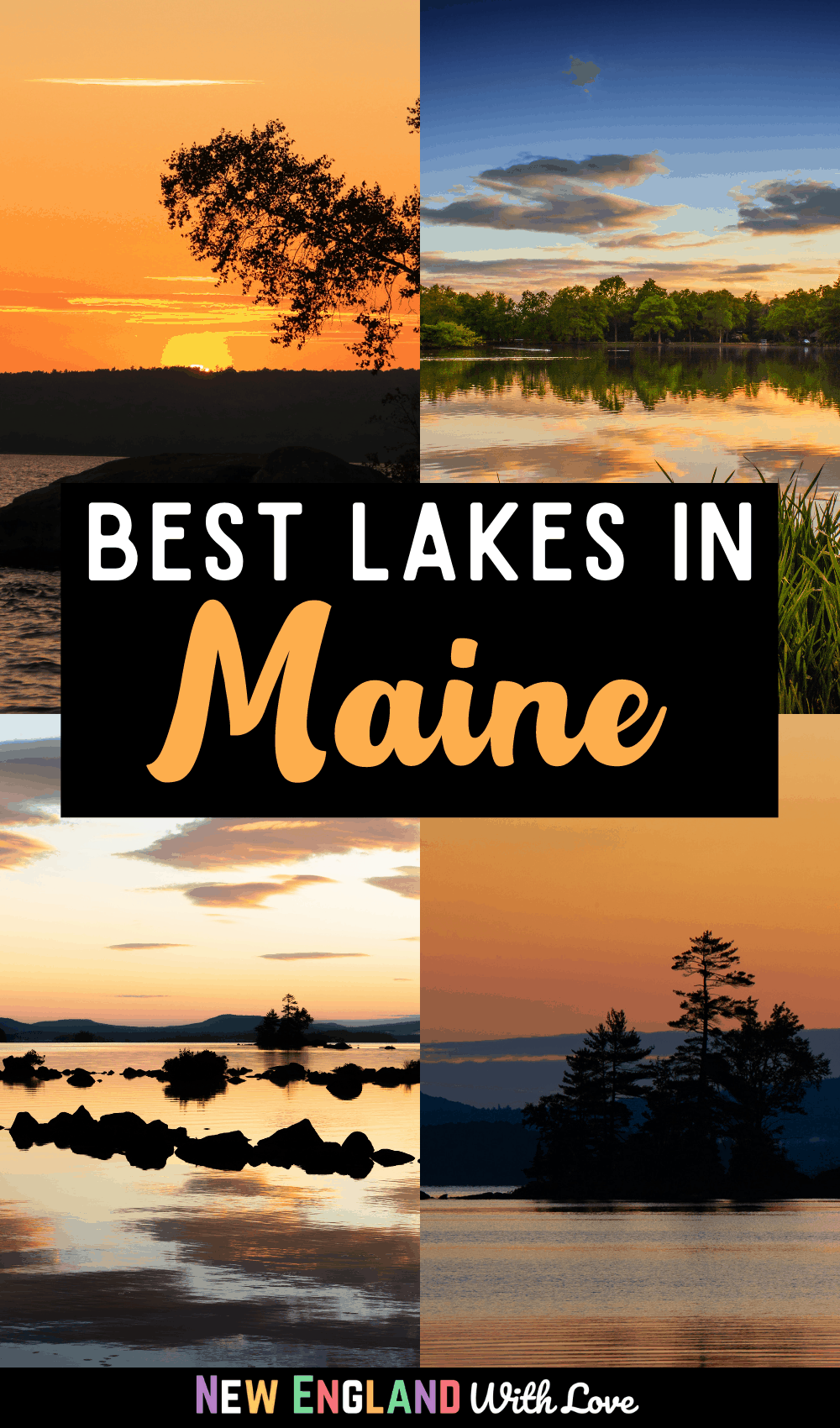 Pinterest graphic reading "Best Lakes in Maine"
