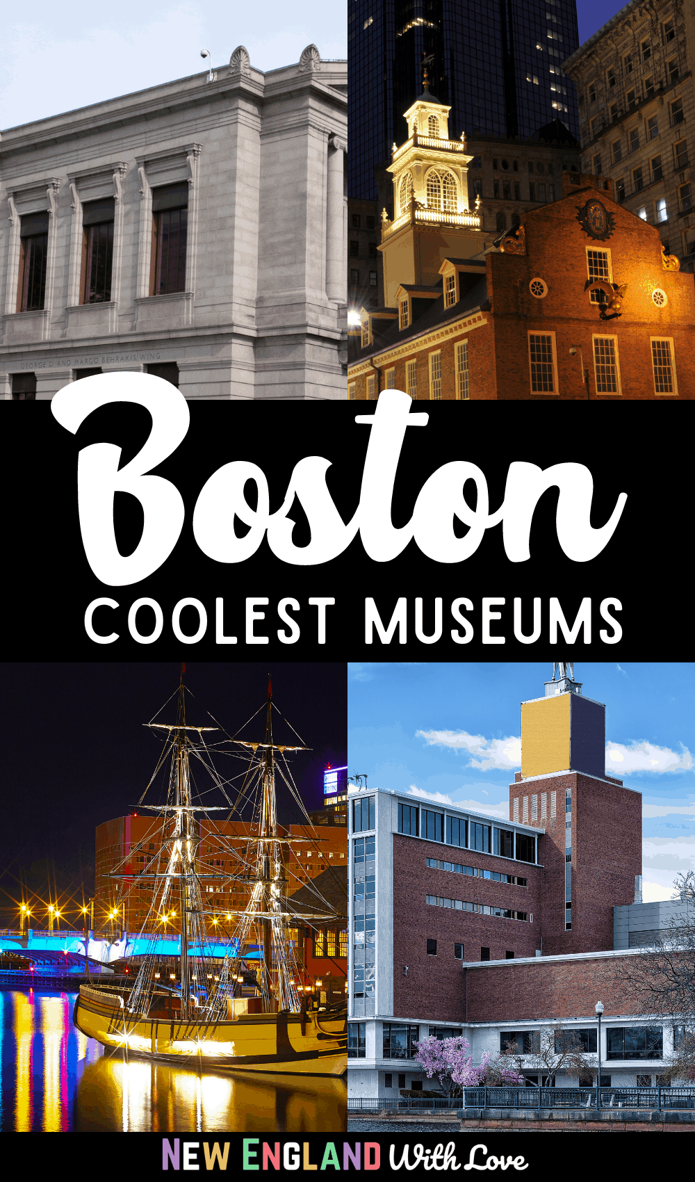 Pinterest graphic reading "Boston Coolest Museums"