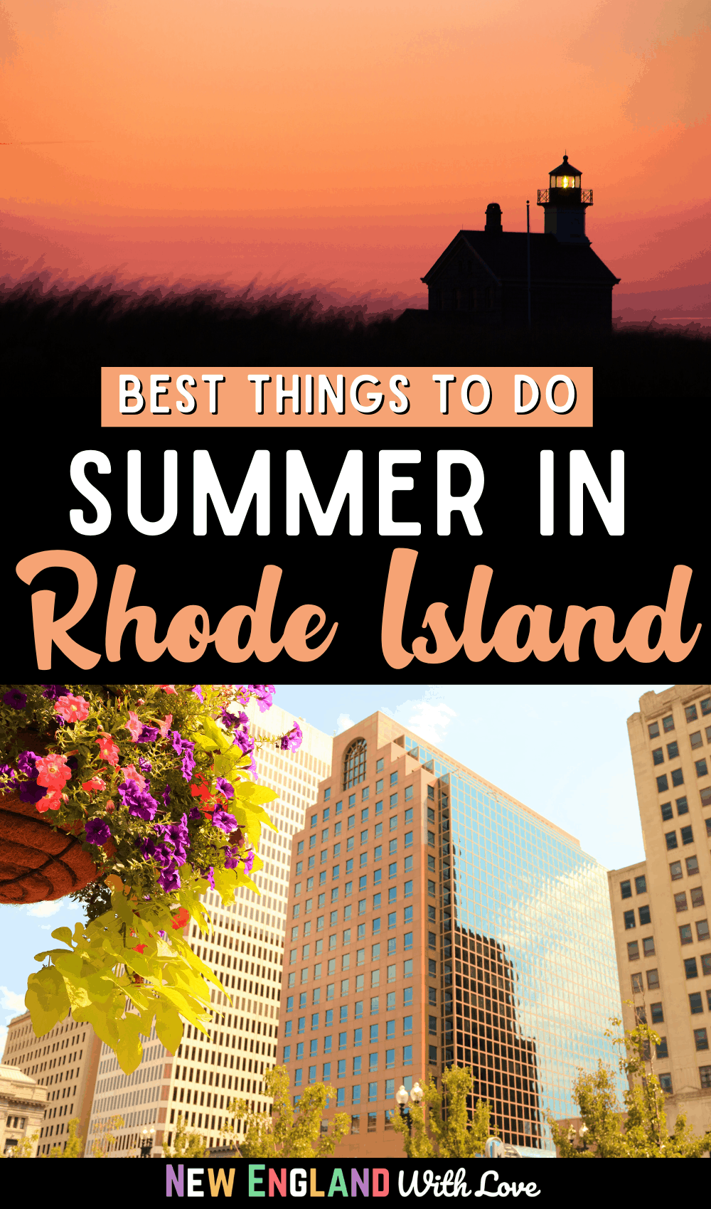 Pinterest graphic reading "Best Things To Do Summer in Rhode Island"