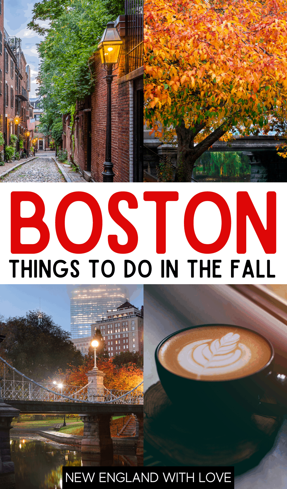 Pinterest graphic reading "BOSTON THINGS TO DO IN THE FALL" with a cup of cappucino  on the bottom right