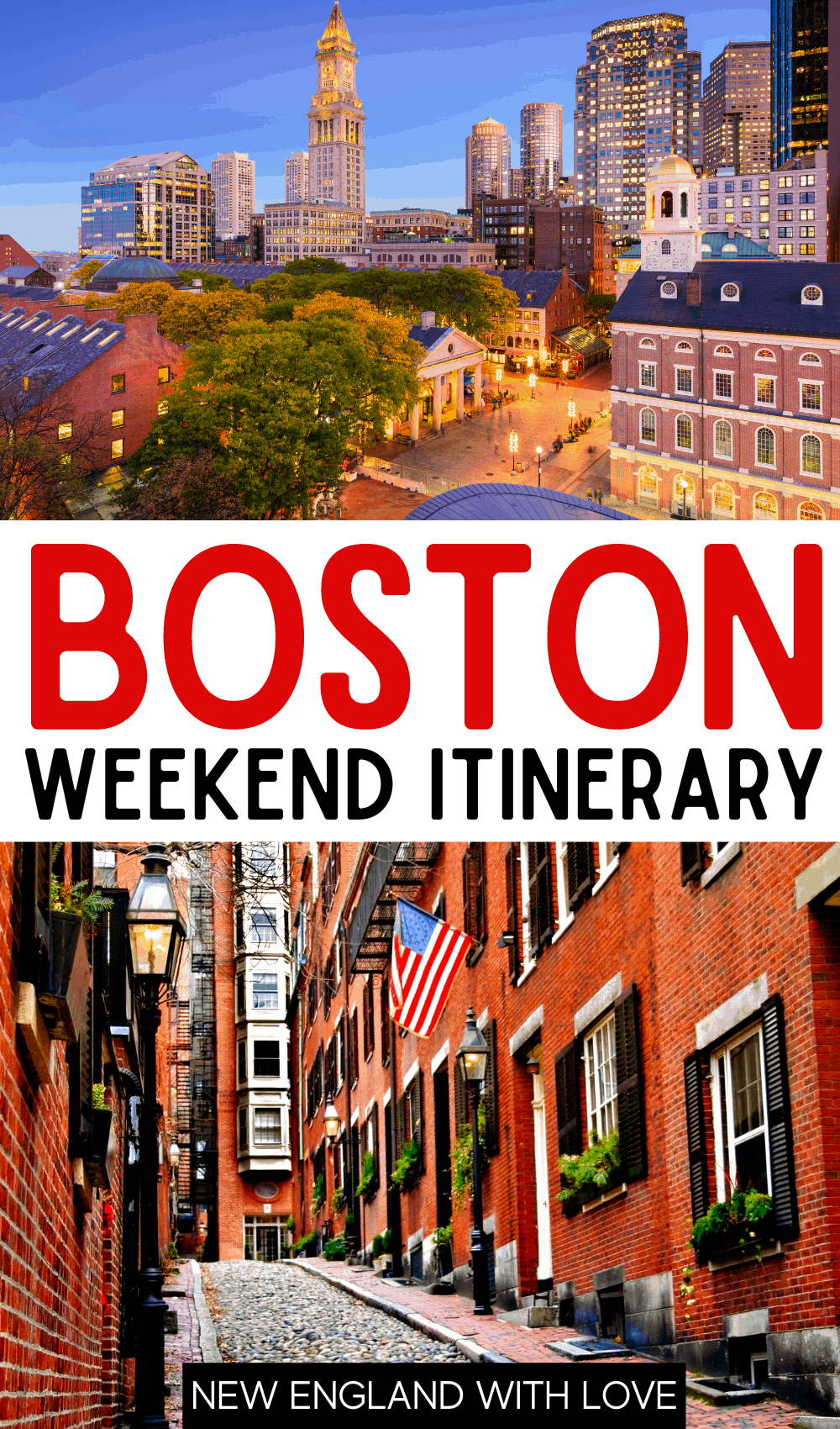 Pinterest graphic reading "BOSTON WEEKEND ITINERARY"