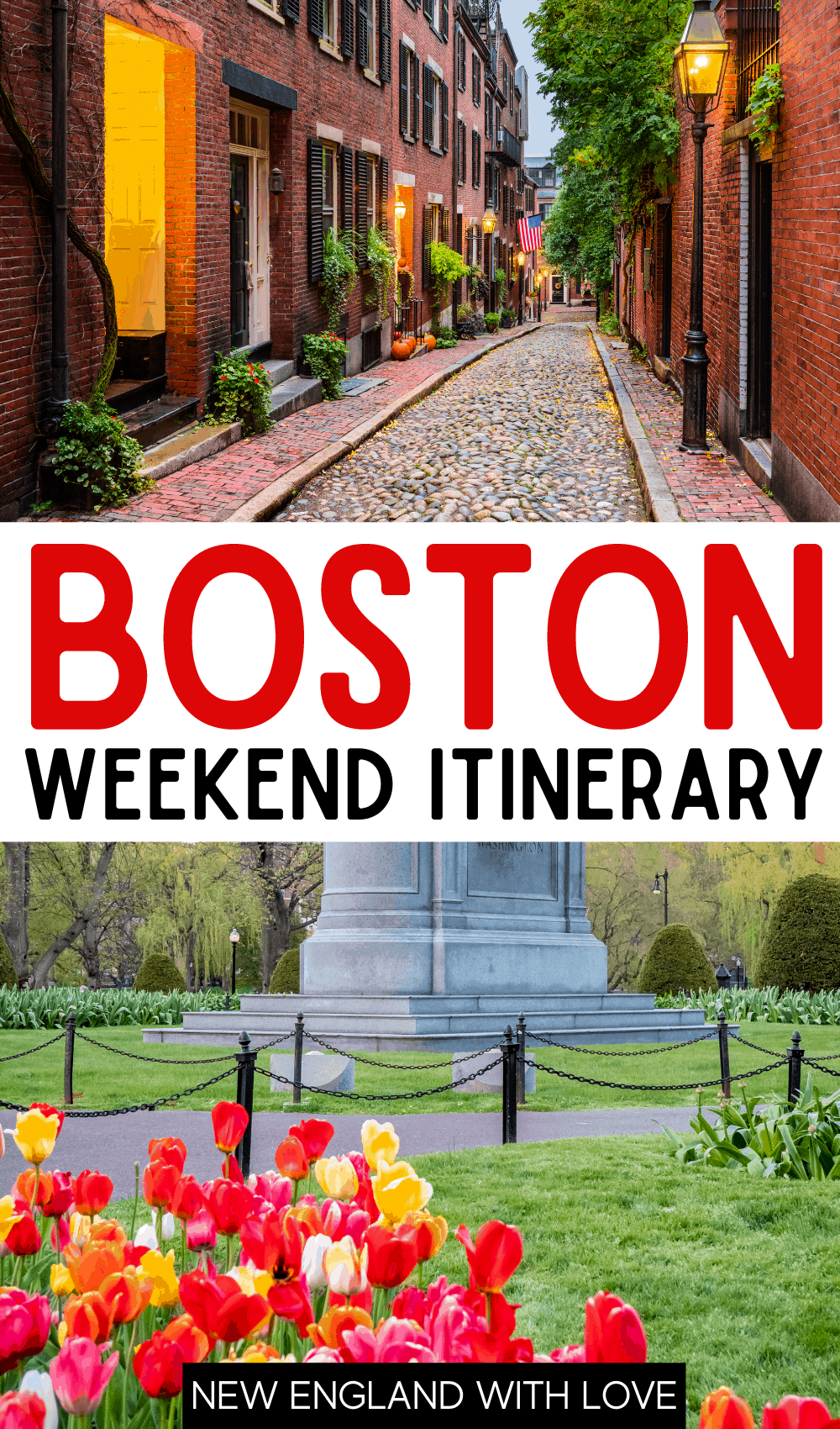 Pinterest graphic reading BOSTON WEEKEND ITINERARY