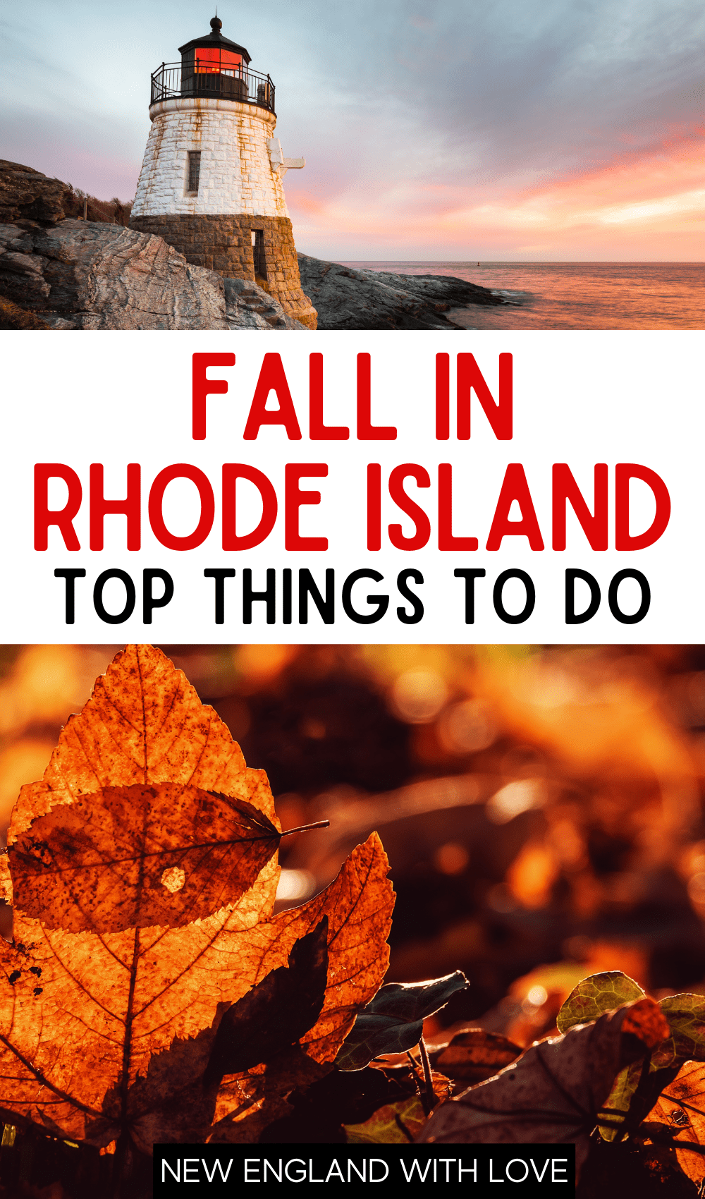 Pinterest graphic reading "Fall in Rhode Island Top Things To Do"