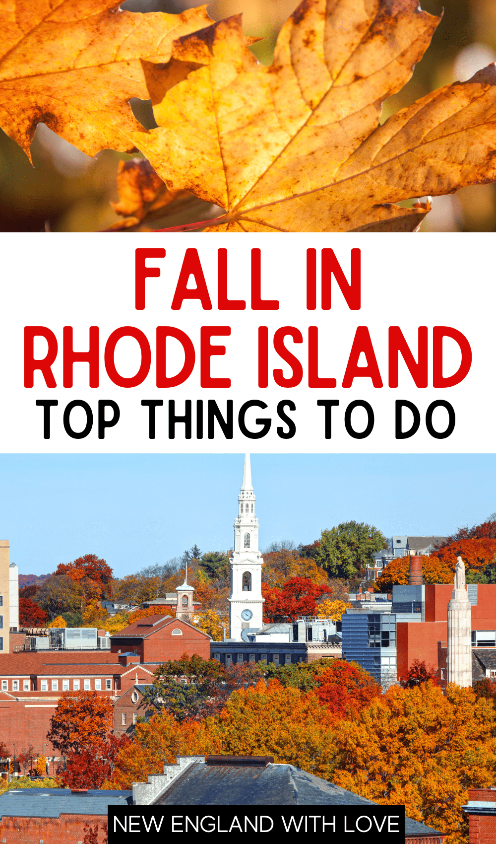 Pinterest graphic reading "Fall in Rhode Island Top Things To Do"