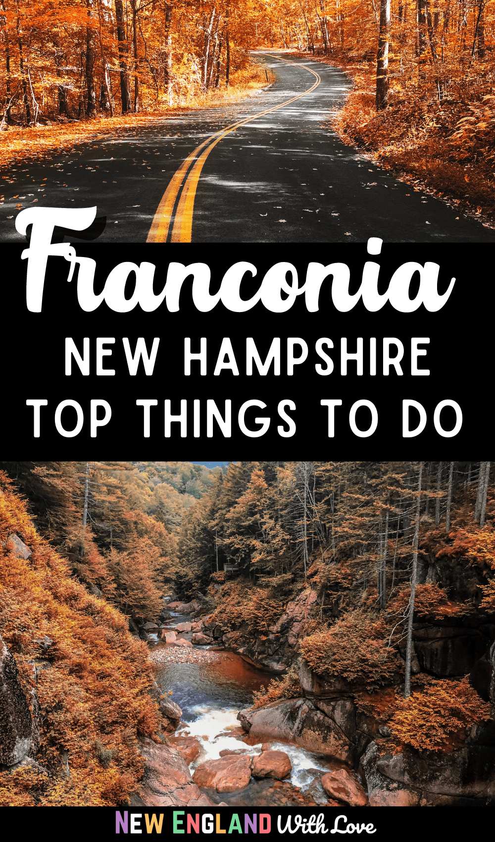 Pinterest graphic reading "Franconia New Hampshire Top Things To Do"