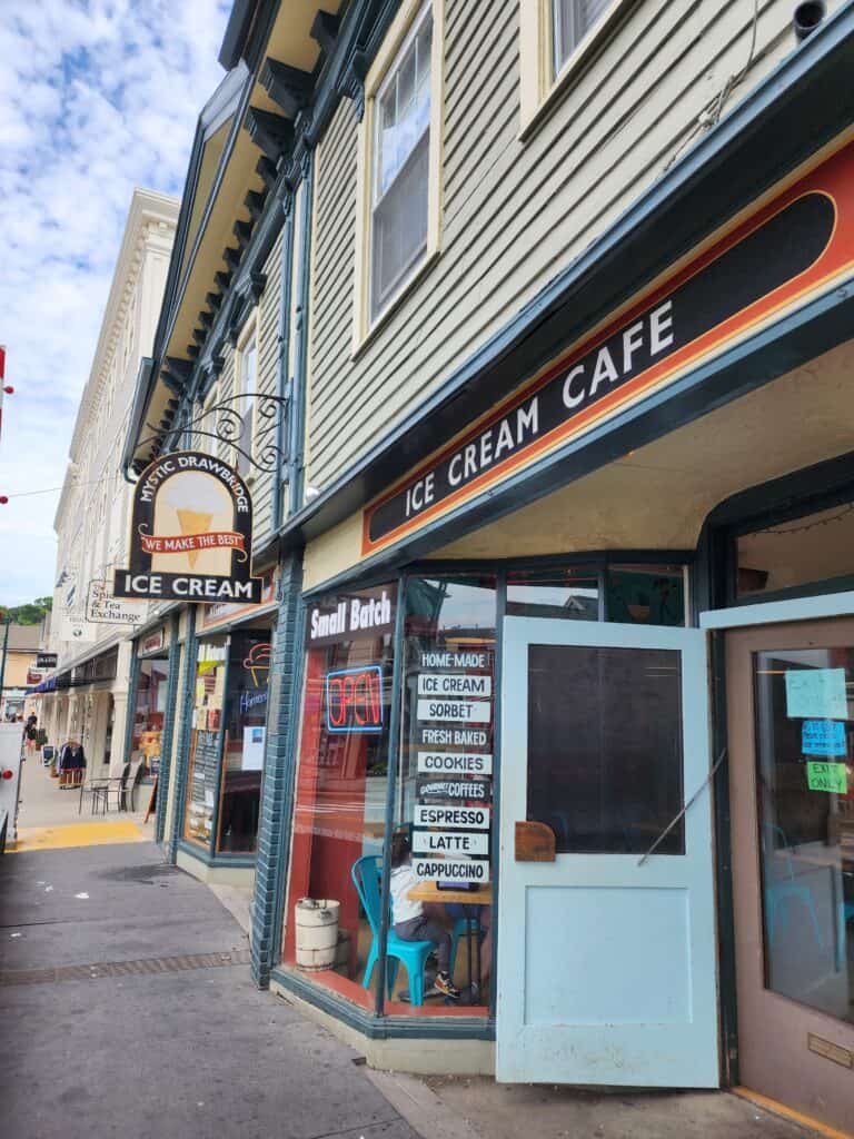 An ice cream cafe and other popular Mystic CT shops 