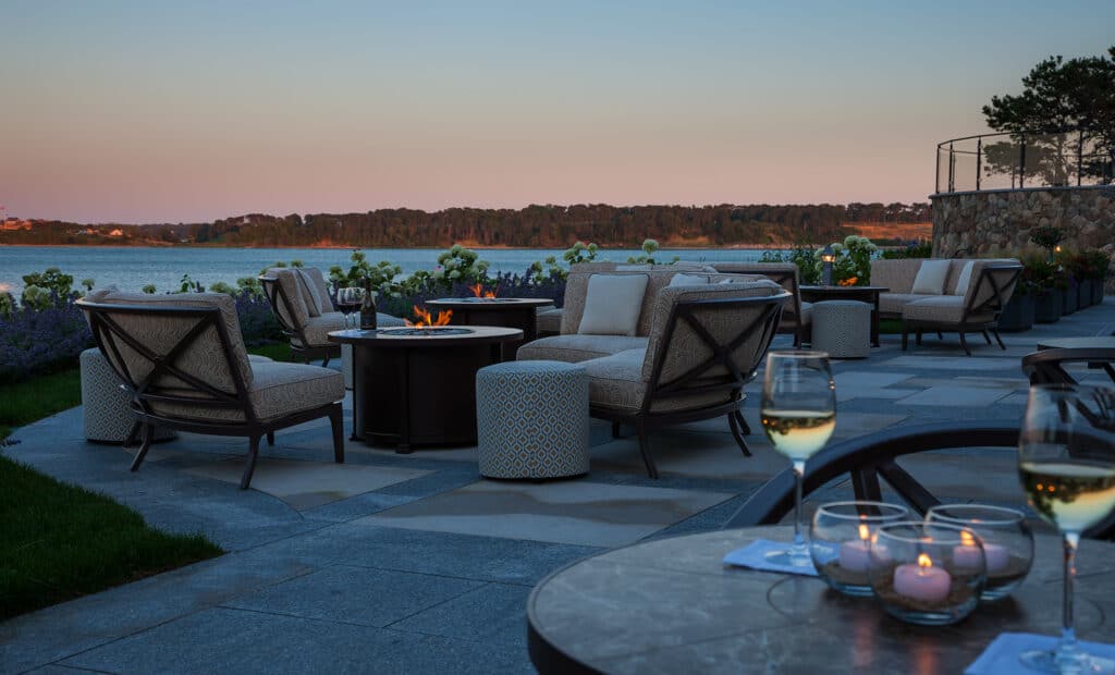 A lovely patio area in a New England romantic vacation resort