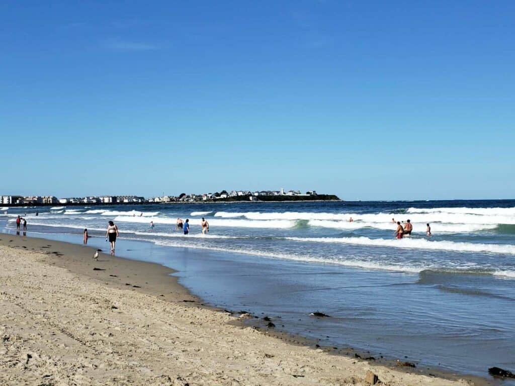 A beach at one of the most popular beach towns in New Hampshire